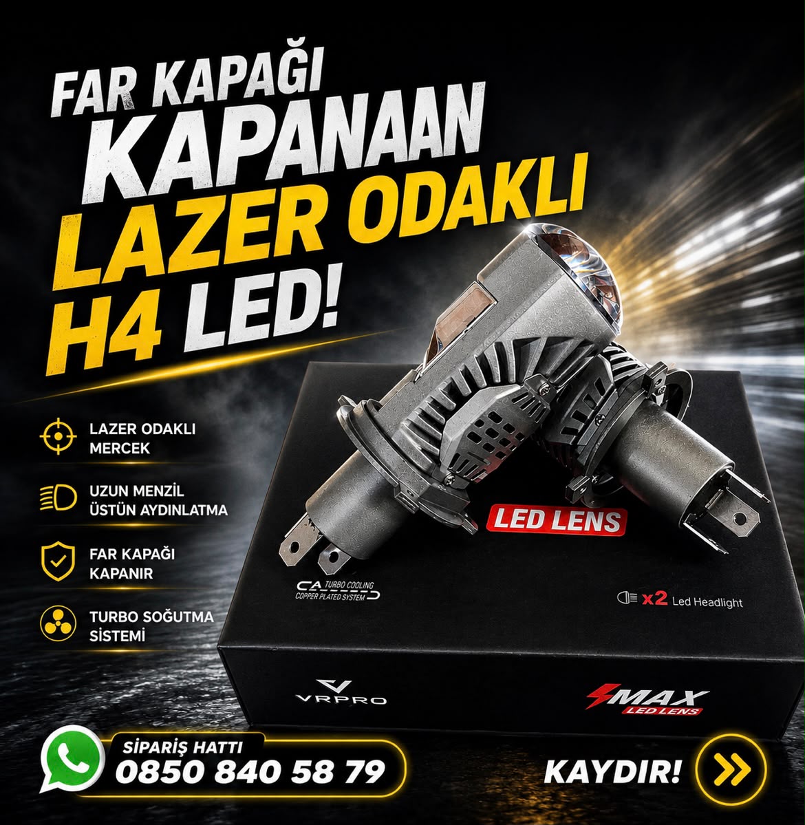 VRPRo Max Matrix Lazer Mercek H4 Led Far Ampulü