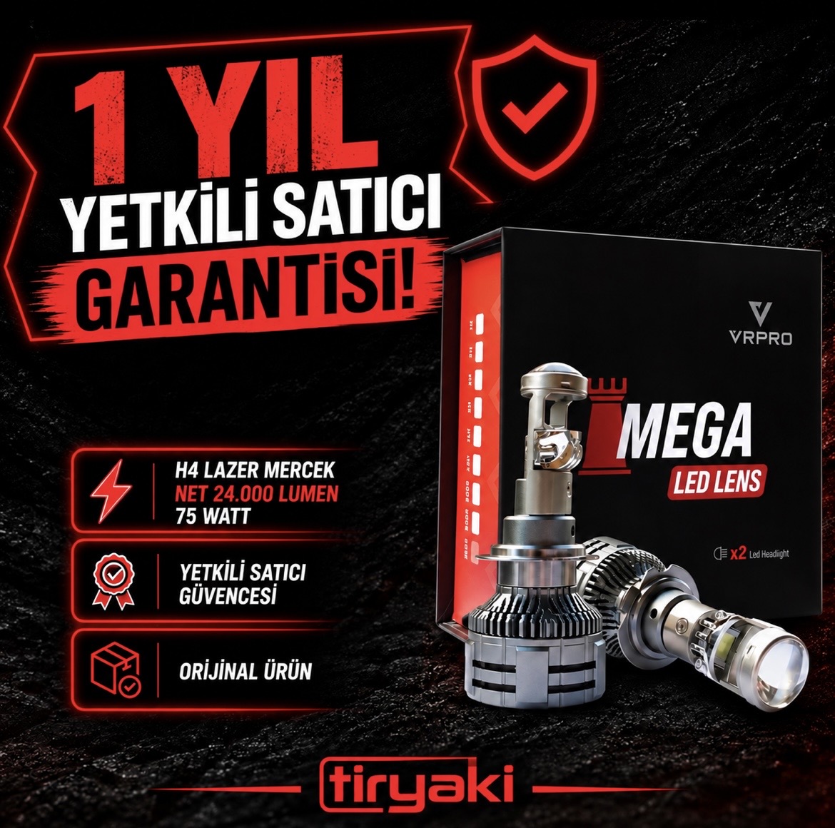 VRPro Mega Mercekli H4 LED Far Ampulü